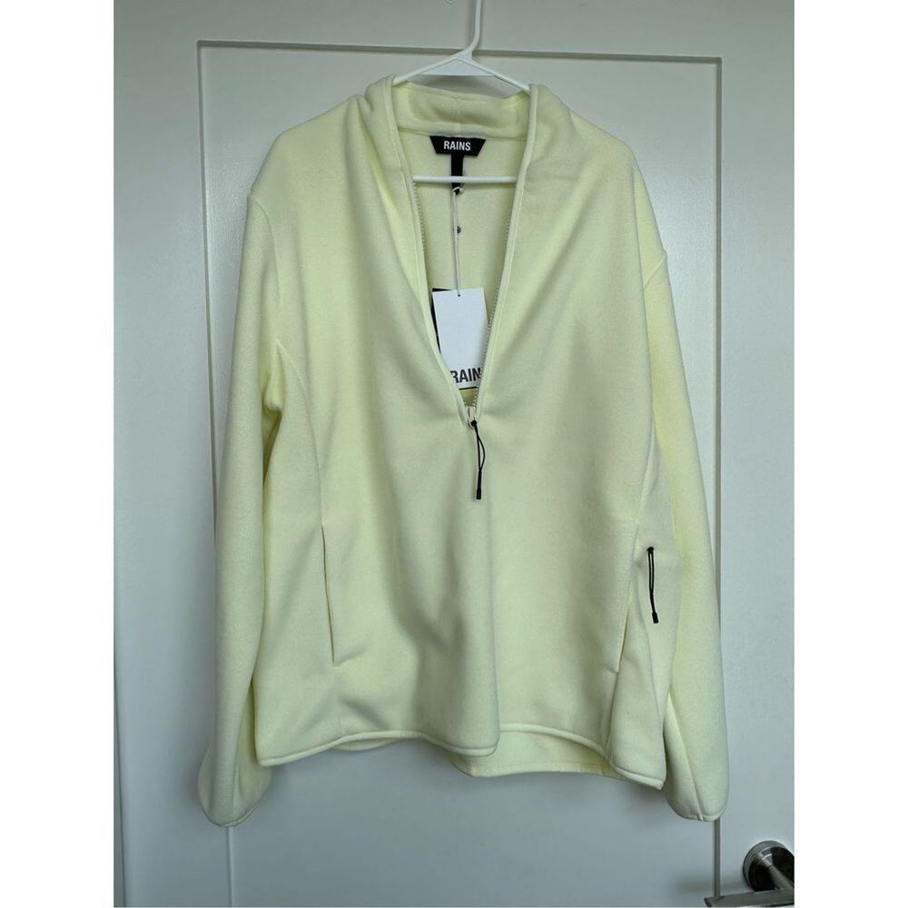 Rains Straw Yellow Half Zip Fleece Pullover Unisex L NWT